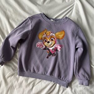 H&M Paw Patrol Skye superhero purple graphic crewneck sweatshirt size 5-6
